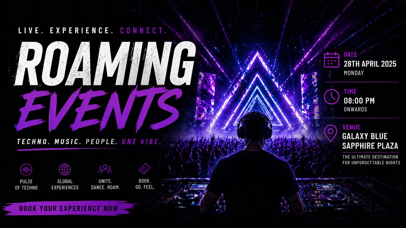 ROAMING EVENTS: TECHNO TAKEOVER banner